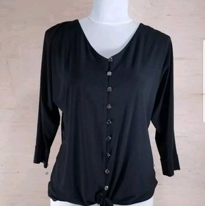 🦋Valerie Stevens 3/4 Sleeve Black Blouse Size Med